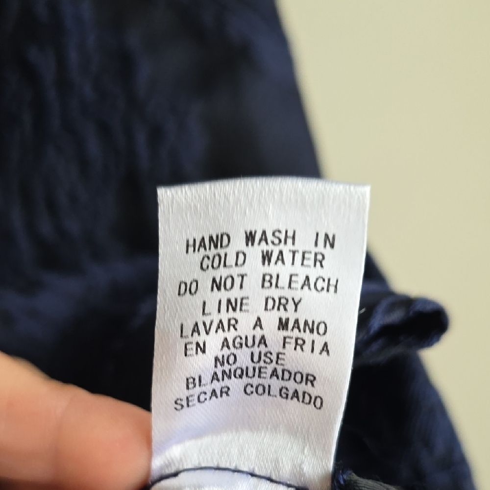 Navy Jacquard Mini Dress with Bow Accents - Picture 11 of 15